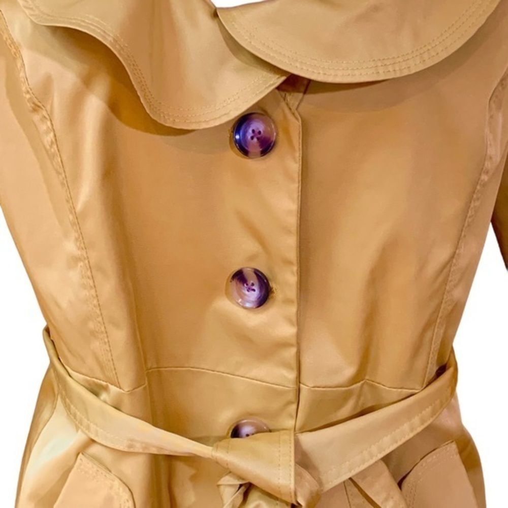 SANDRO Women’s Mustard‎ Yellow Gold Belted Trench Coat Jacket - Picture 2 of 11